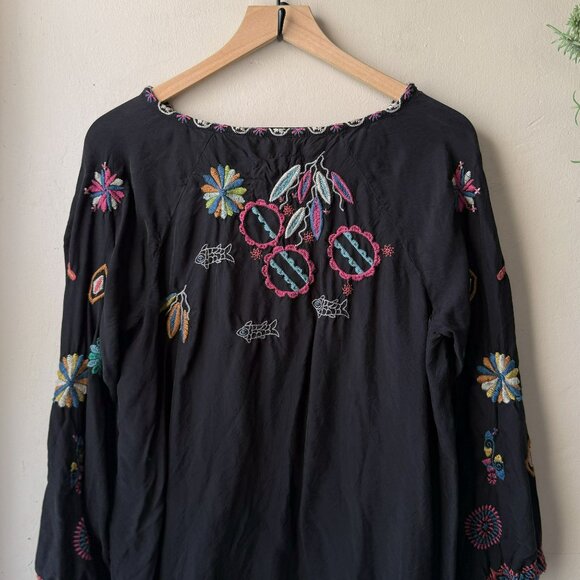 Johnny Was Black Embroidered Parker Blouse - Picture 8 of 12